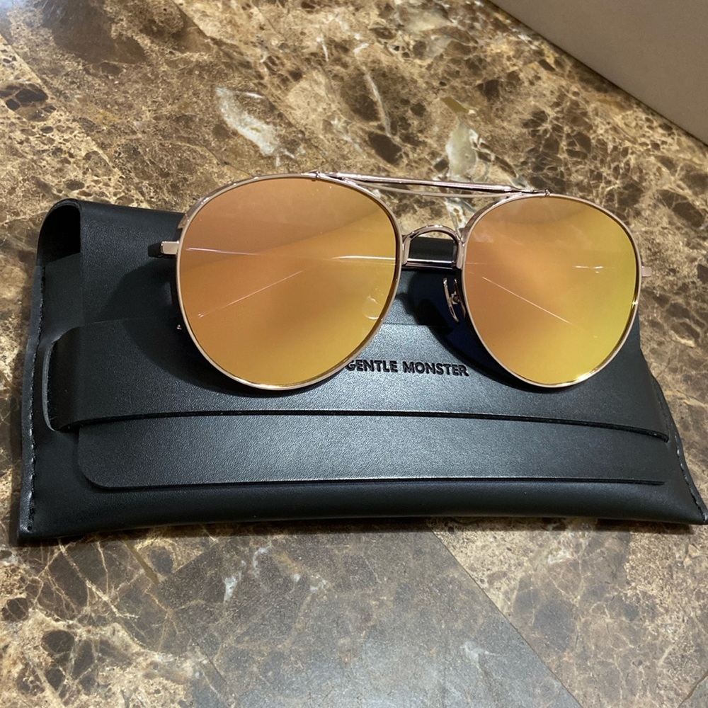 Gentle Monster Limited Edition Big Bully Rose Gold Frame Pink Lens Sunglasses.